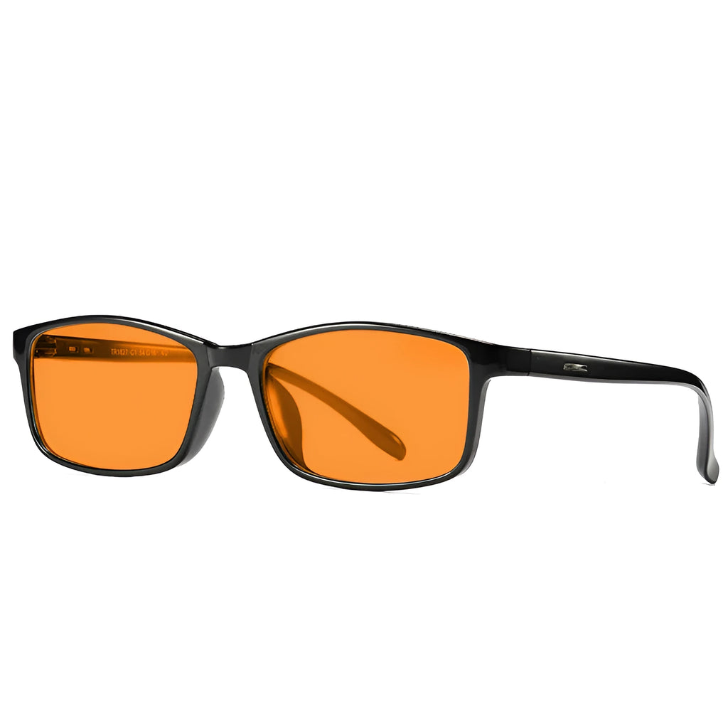 Orange anti-blue light UV protection glasses with full rim frame in multiple colour options