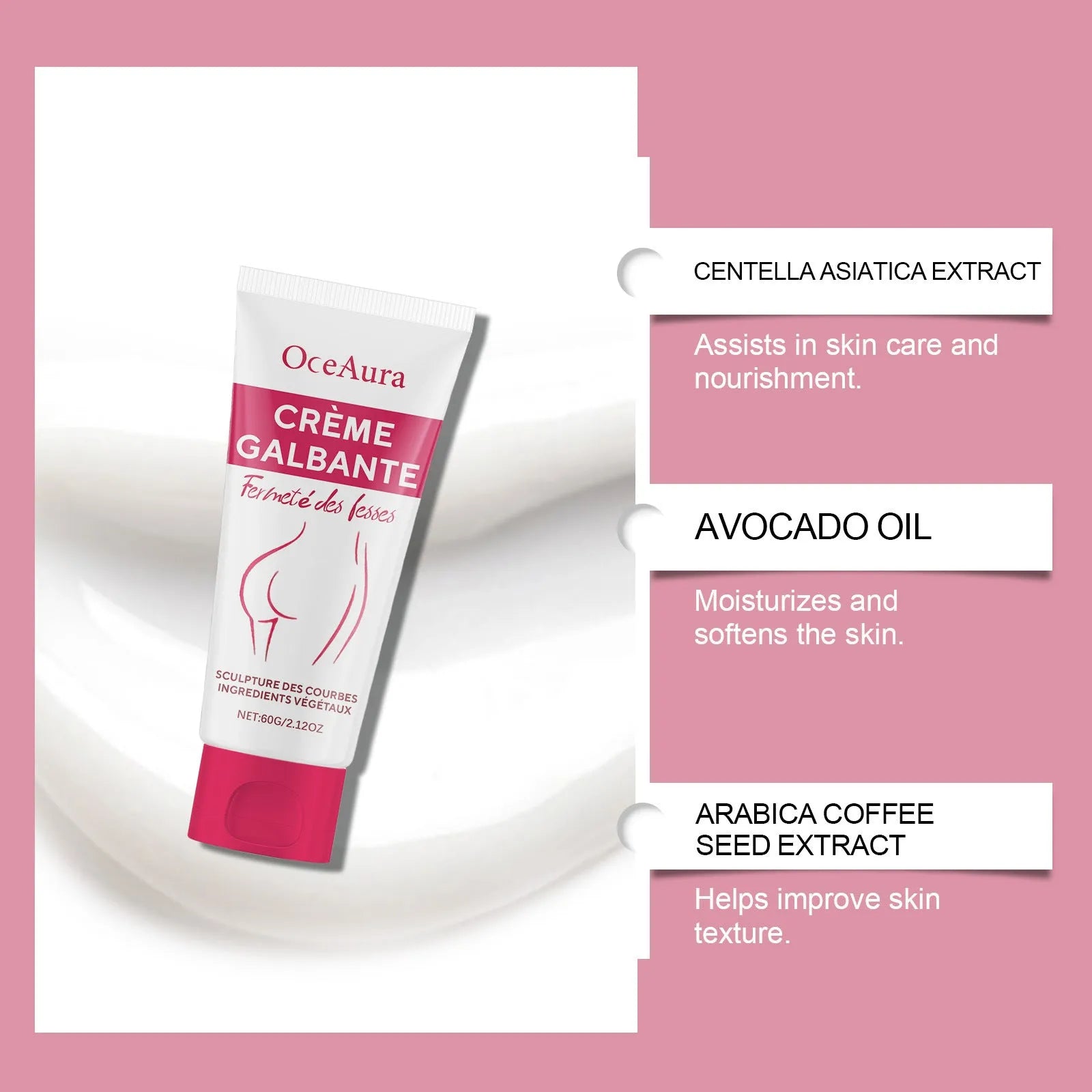 60g jar of hip neck tightening cream with moisturising and nourishing formula