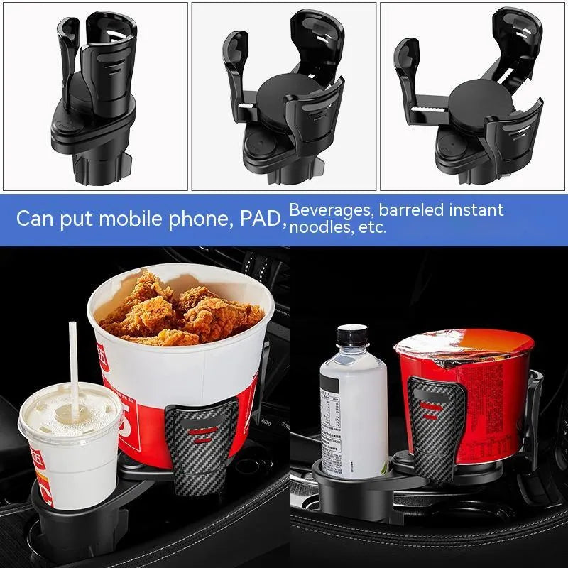 A single matte black car cup holder with a carbon fibre texture, made from ABS plastic.