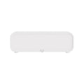 Black and white flame dynamic aroma diffuser with remote control on a wooden table