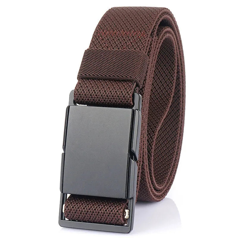 Jeans belt with magnetic alloy buckle in five colour options including black, brown and Army Green