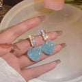 Peach heart-shaped candy stud earrings in blue and pink alloy for women