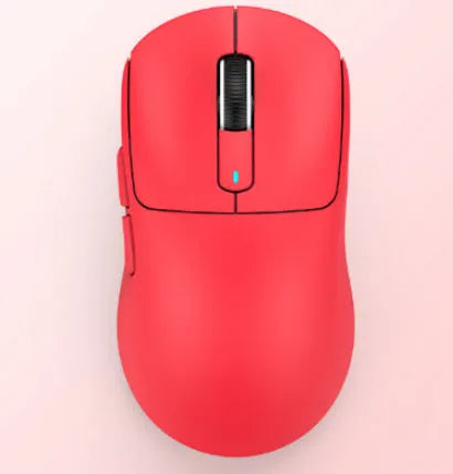 Attack Shark red three-mode rechargeable mouse with USB receiver and parachute cord