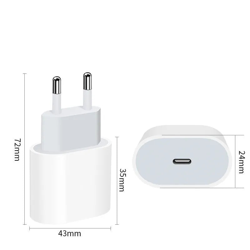20W PD mobile phone charger with USB port in US or European plug version