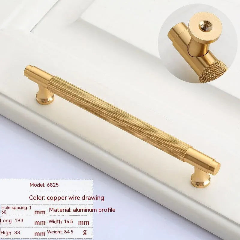Brushed brass aluminium furniture handle with European design for cabinets and drawers