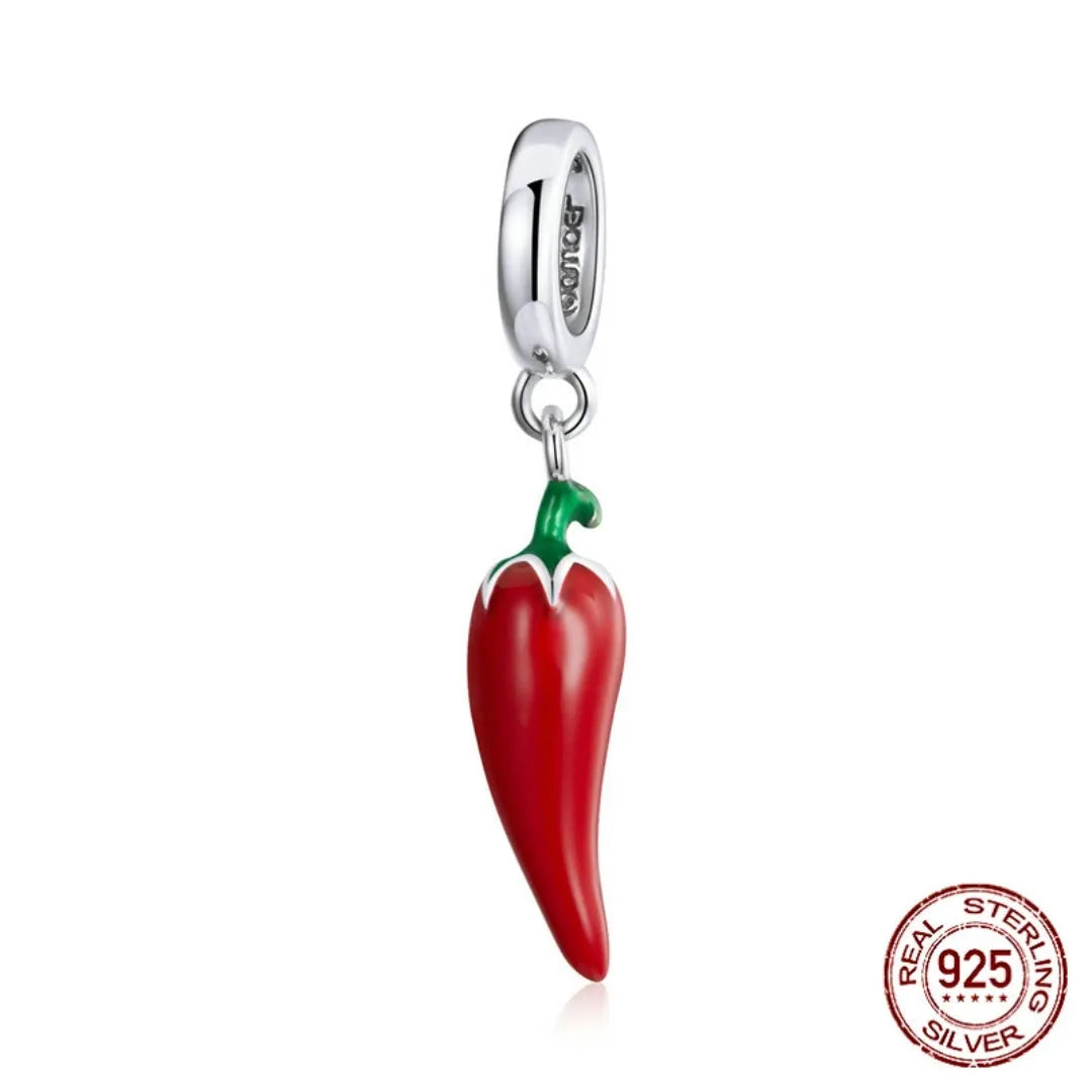 Korean pepper design sterling silver pendant with leaf detailing in BSC461 colour