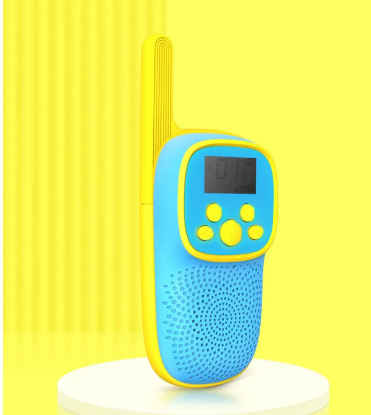 Wireless cartoon children's walkie-talkie toy in pink and blue with non-slip grip