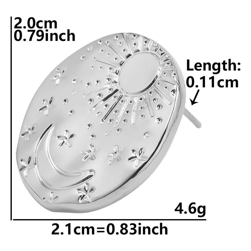 Stainless steel geometry shell stud earrings with electroplated gold or silver finish