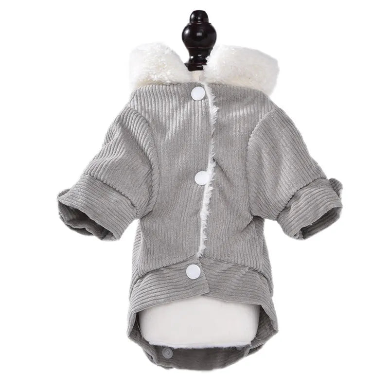 Lambswool fleece-lined vest for dogs and cats in grey or pink, sizes XS to XXL
