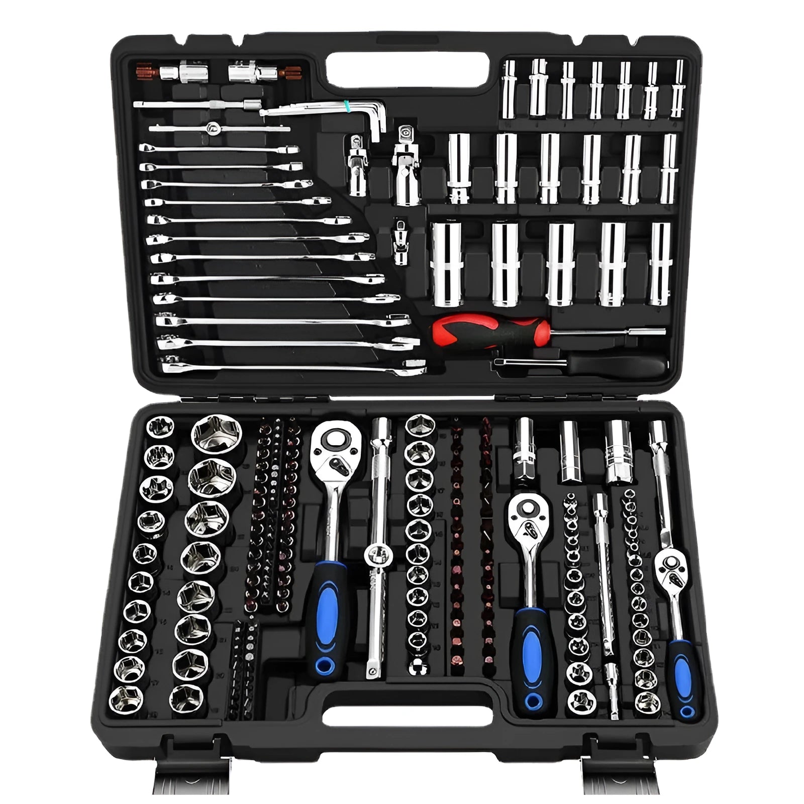 Cr-v chromium vanadium steel socket ratchet wrench set with nickel plating for home and auto repair
