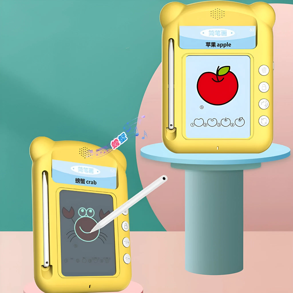 Yellow ABS plastic early learning machine with bilingual card system for children's education
