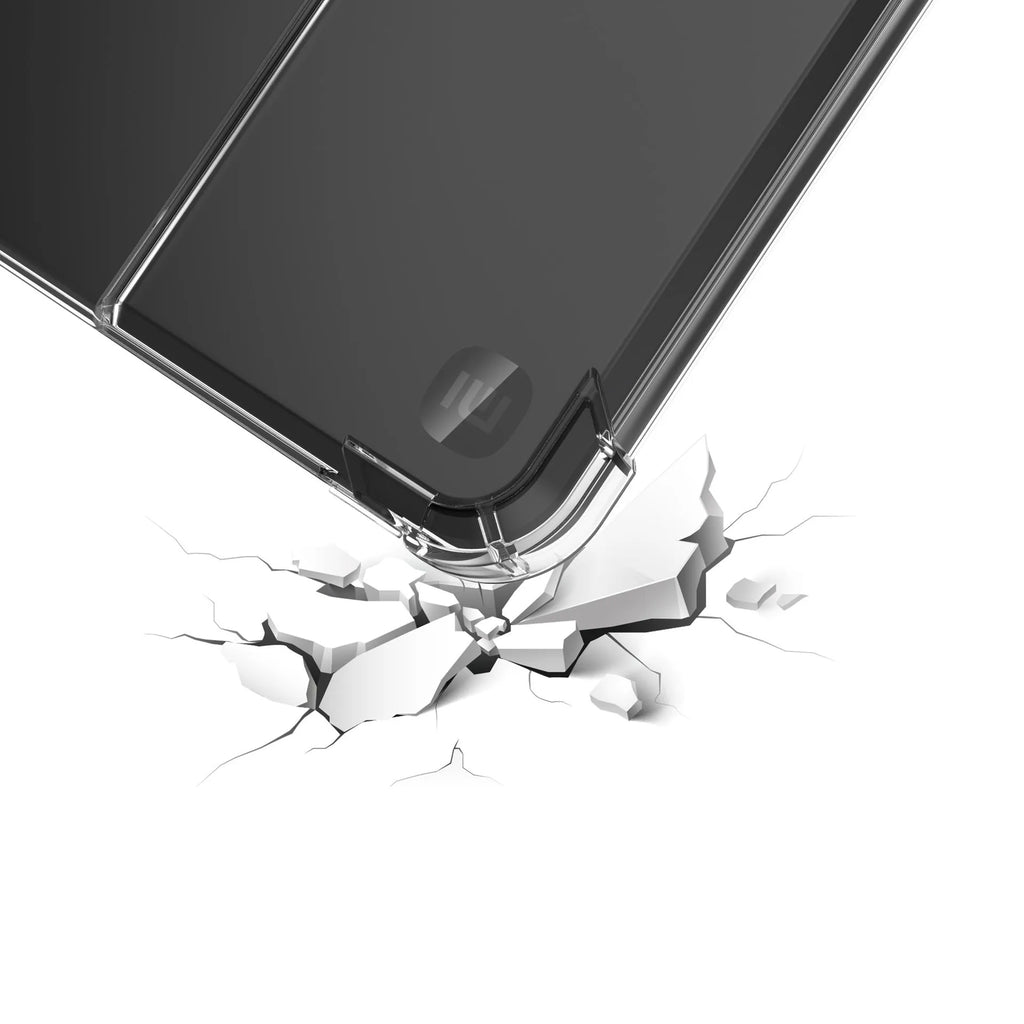 Transparent airbag protective phone case for Xiaomi devices showing shockproof design