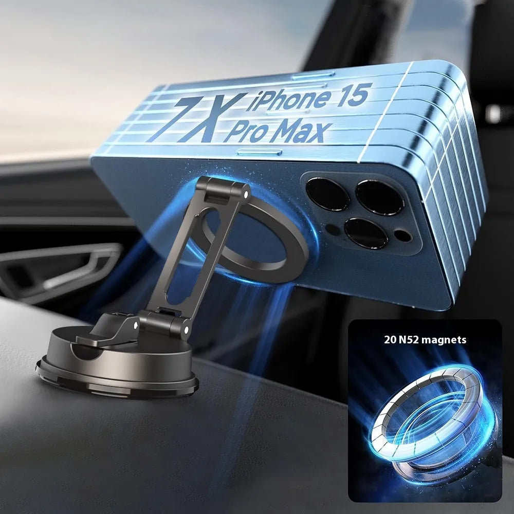 Black H154 car magnetic phone holder with suction cup mount for dashboard or windscreen