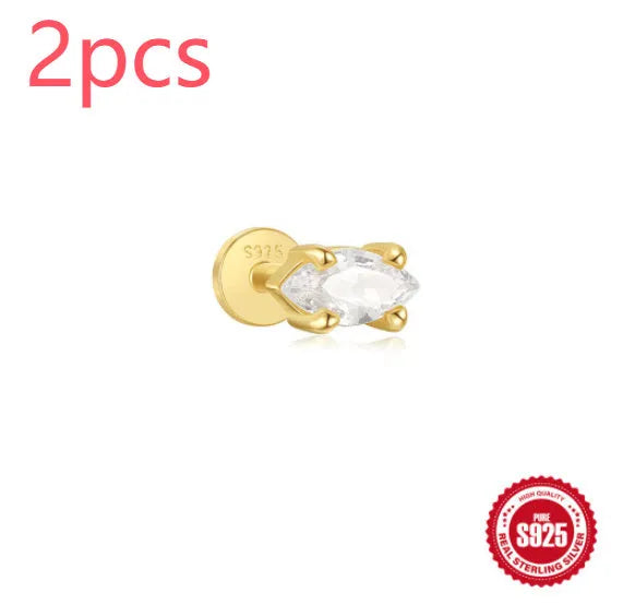 S925 sterling silver tassel ear studs with gold electroplating in six colour variations