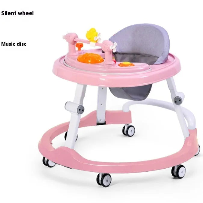 Baby walker multi-function drop-resistant trolley with music in cool black colour