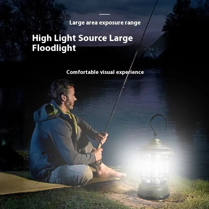 Portable camping lantern in black, dark green, or red with super bright light for outdoor use.