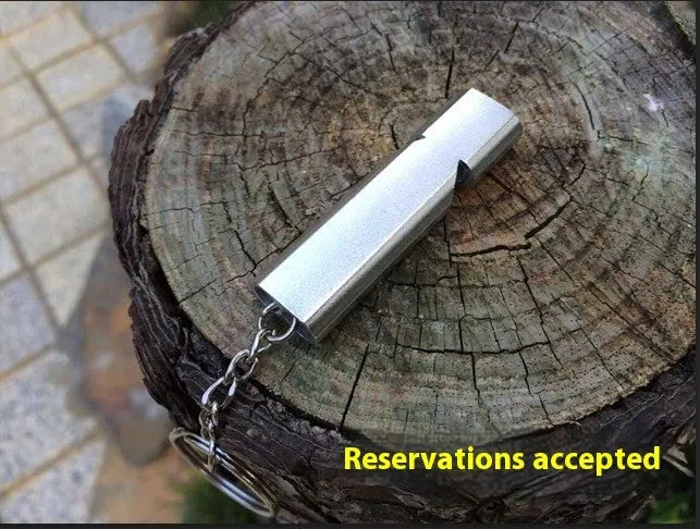Double hole aluminium alloy survival whistle in silver and gold colour options