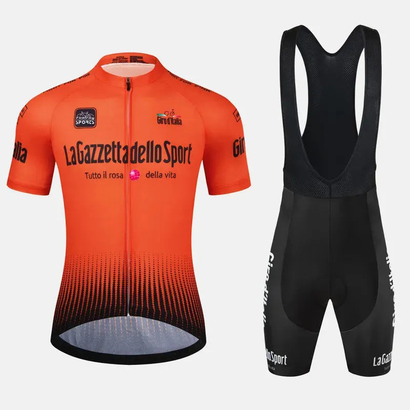 Patterned short-sleeve cycling suit for road biking in polyester fabric