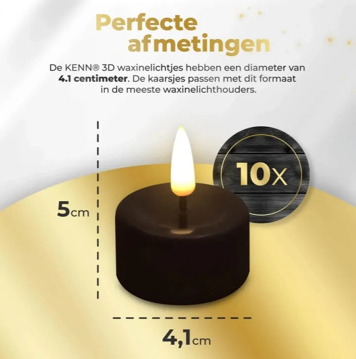 Set of four black coloured LED flameless tealight candles.