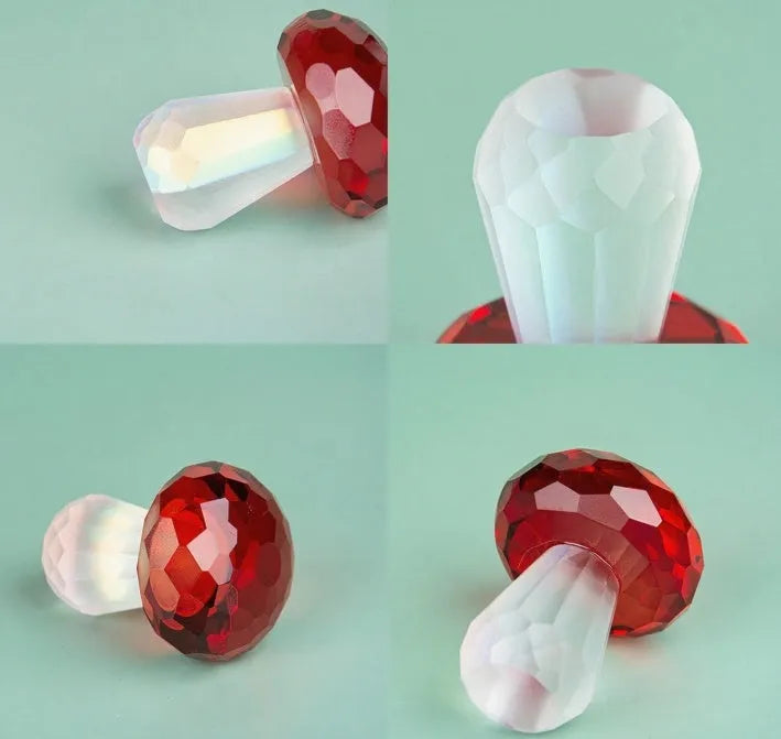 Colourful crystal mushroom decorative ornament in modern geometric style.