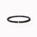 Geometric obsidian agate blue san bracelet with 4mm round and square beads
