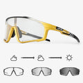 Photochromic cycling sunglasses with a semi-rimless TR90 frame shown in one of fourteen available colours.