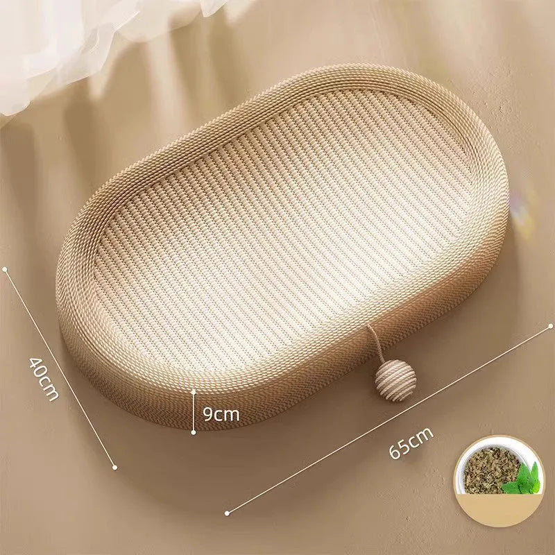 Extra large natural sisal cat scratching board with integrated lounge platform