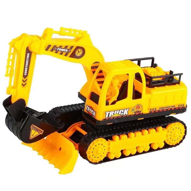 Children's four-way remote control alloy off-road climbing car in camouflage yellow on a grassy outdoor track