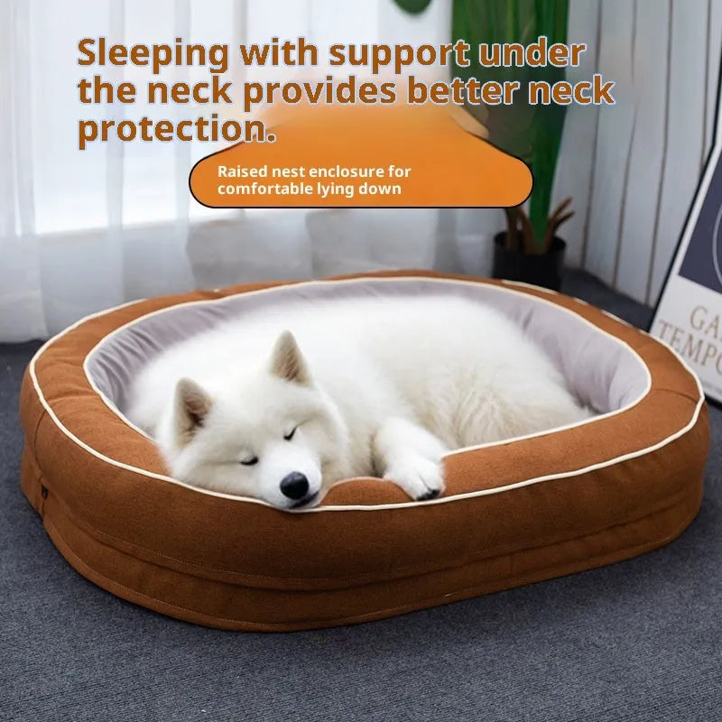 Four Seasons Universal oval removable dog bed in green cloth, size L 120x75cm