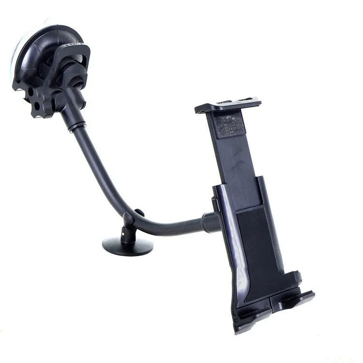 Black universal vehicle-mounted tablet and phone holder with suction cup for 4–12 inch devices.