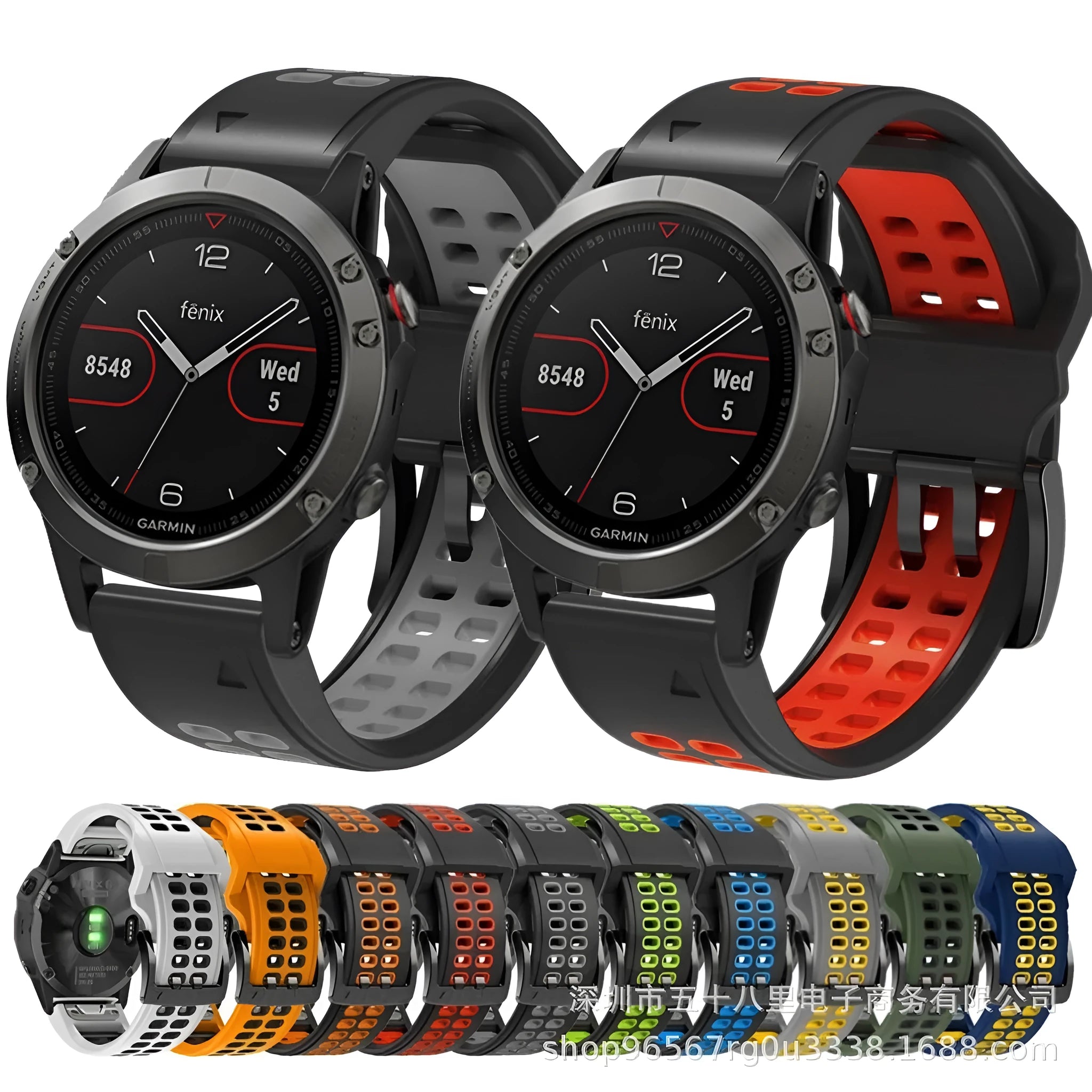 Quick-release two-colour silicone watch strap with pin buckle in sports style
