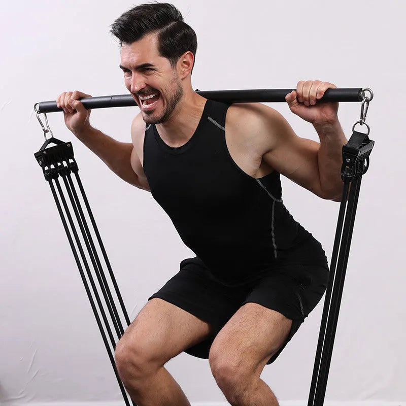 Steel pilates stick handles with bearing ring mechanism and EVA sponge grips