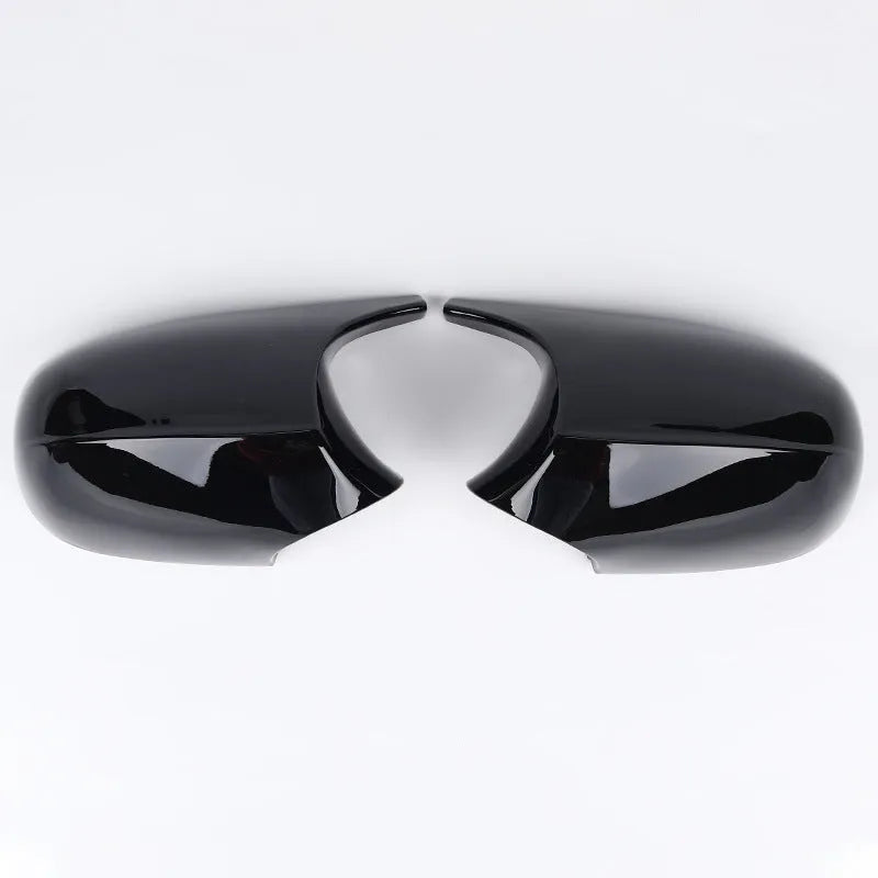 Pair of black ABS plastic rearview mirror housings for BMW 3 Series E90.