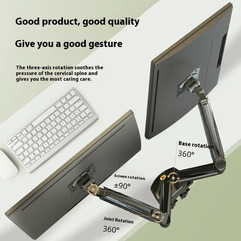 Aluminium alloy computer monitor bracket with height adjustment for dual screen desktop setup