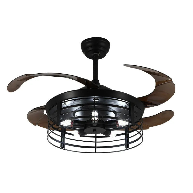 American retro industrial style invisible ceiling fan lamp with light, 42 inch size with acrylic blades.