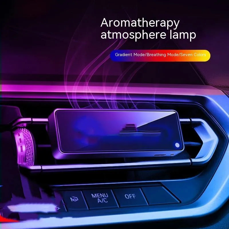 Black car air vent aromatherapy LED light with fragrance stick compartment