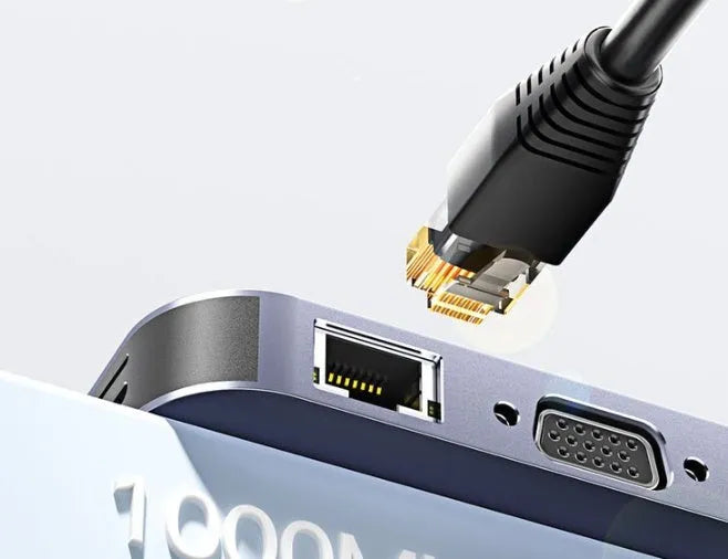 11-in-1 USB-C expansion dock with multiple ports including Gigabit Ethernet, HDMI, VGA, USB 3.0, and card readers
