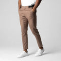 Men's slim gray polyester business suit trousers straight cut high temperature set shape