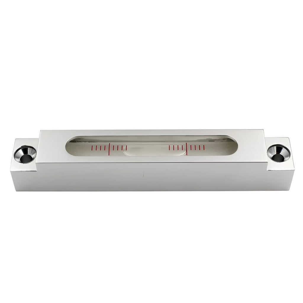 Aluminium mini spirit level with glass vials showing 500mm length and 132mm casing dimensions