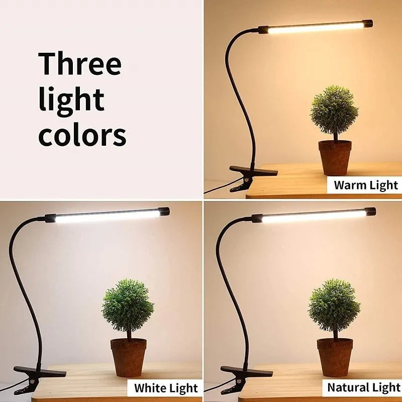 Black or white USB LED desk lamp with 26cm length for student study areas