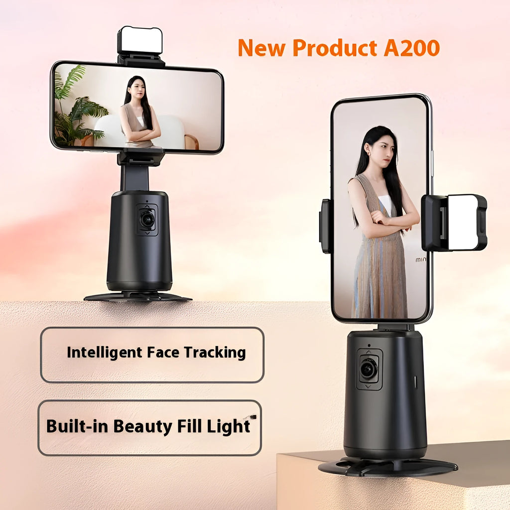 A200 intelligent face tracking desktop bracket with black ribbon lights and remote control for universal phone and camera