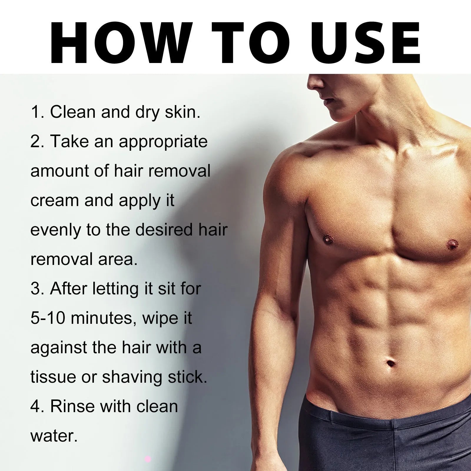 Men's depilatory cream in 100ml tube for beard, armpit, hand and leg hair removal