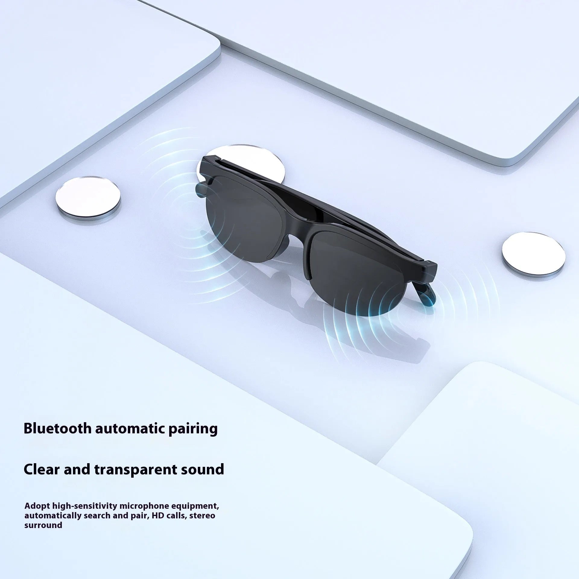 Black smart glasses with UV and blue light protection in PC ABS frame, model XG88PRO version