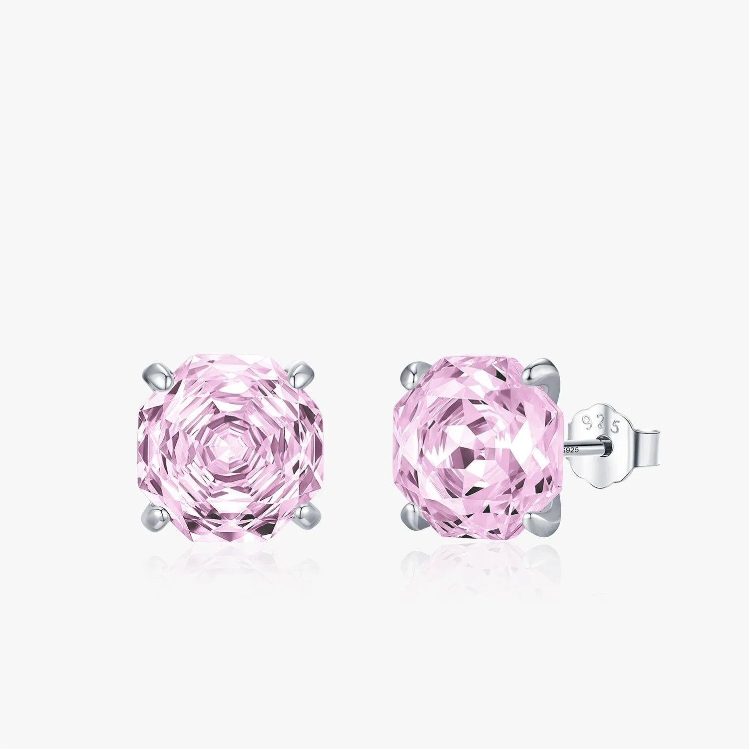 S925 sterling silver rose flower stud earrings for women in 6mm and 8mm sizes.