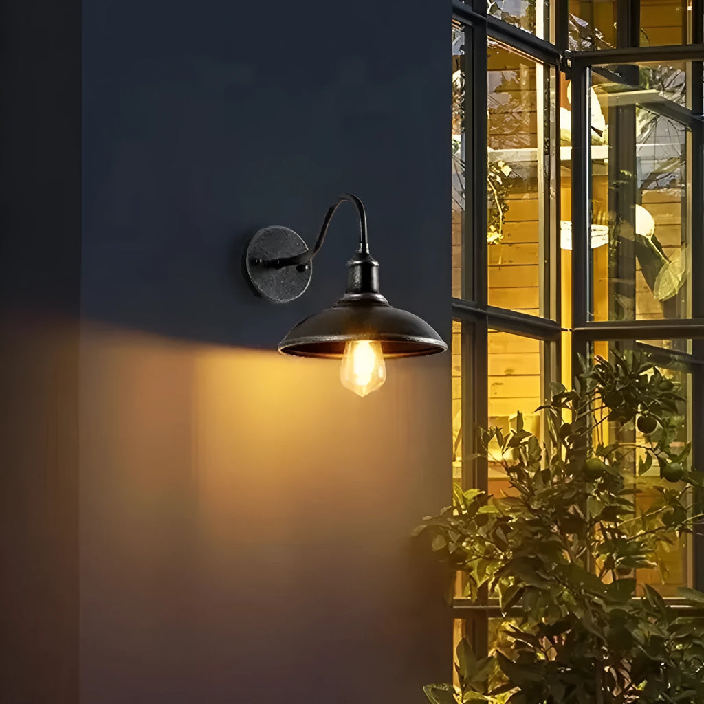 Retro villa courtyard wall lamp in copper and silver finishes with right and oblique angle mounting options