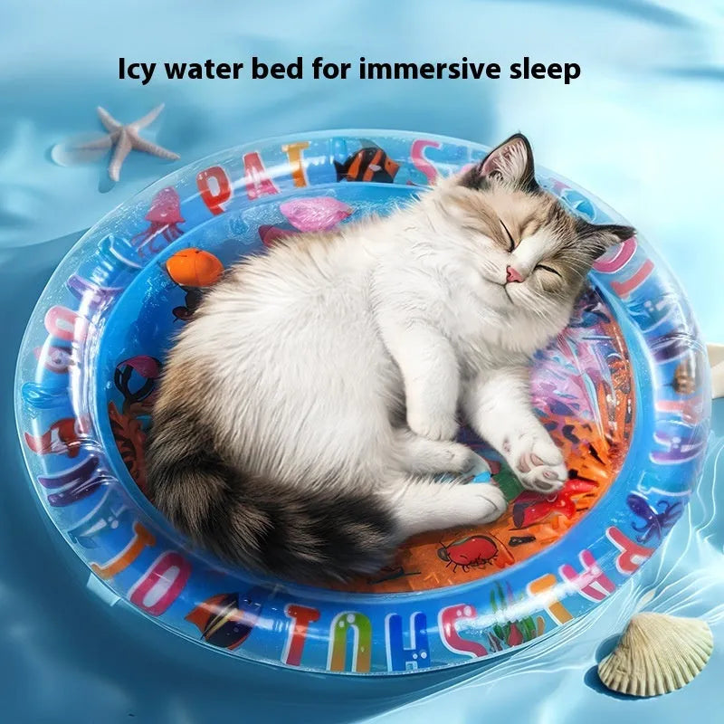 PVC inflatable pet cooling water mattress in Underwater World, Dolphin, or Shark design