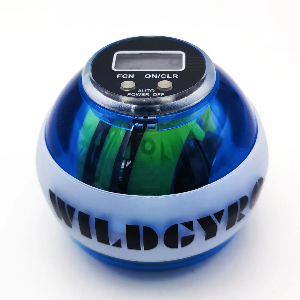 Self-starting luminous wrist strength ball in black with PC ABS silicone housing and ferroalloy core for grip training