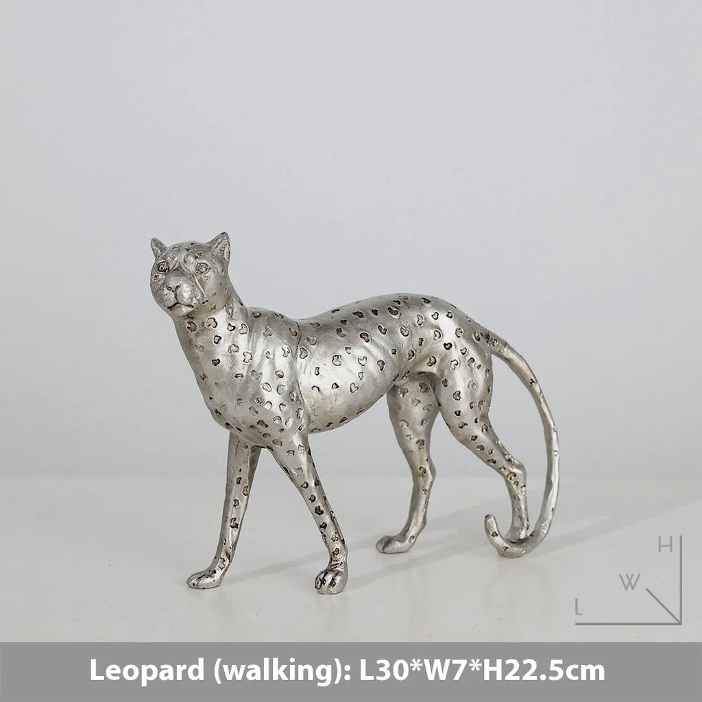 Leopard resin ornament in American Leopard colour on a shelf