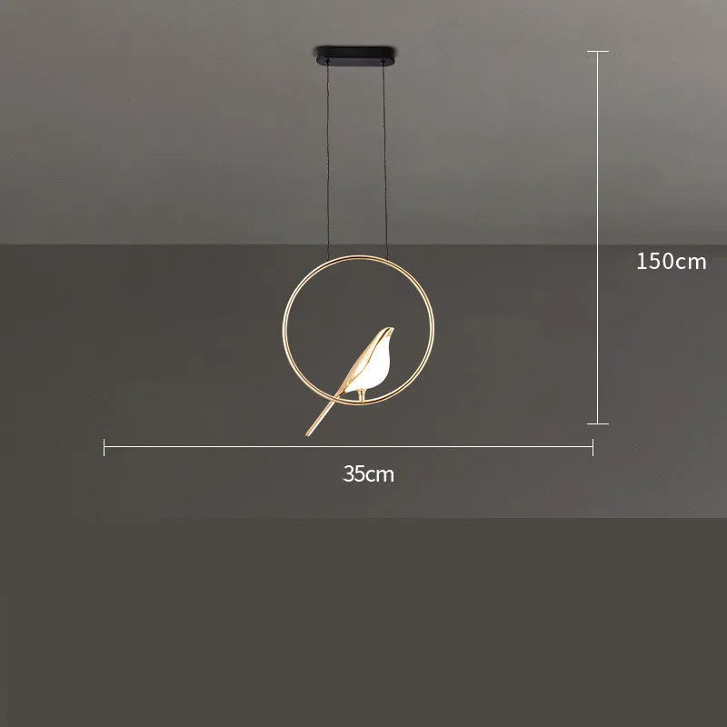 Modern minimalist magpie bird silhouette chandelier ceiling light in zinc alloy and acrylic