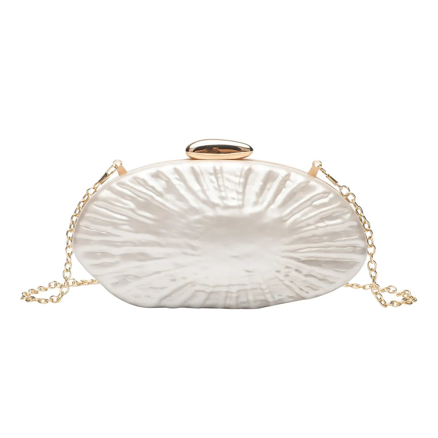 Retro oval one-shoulder crossbody bag in shell colour with hard acrylic shell and slit pocket